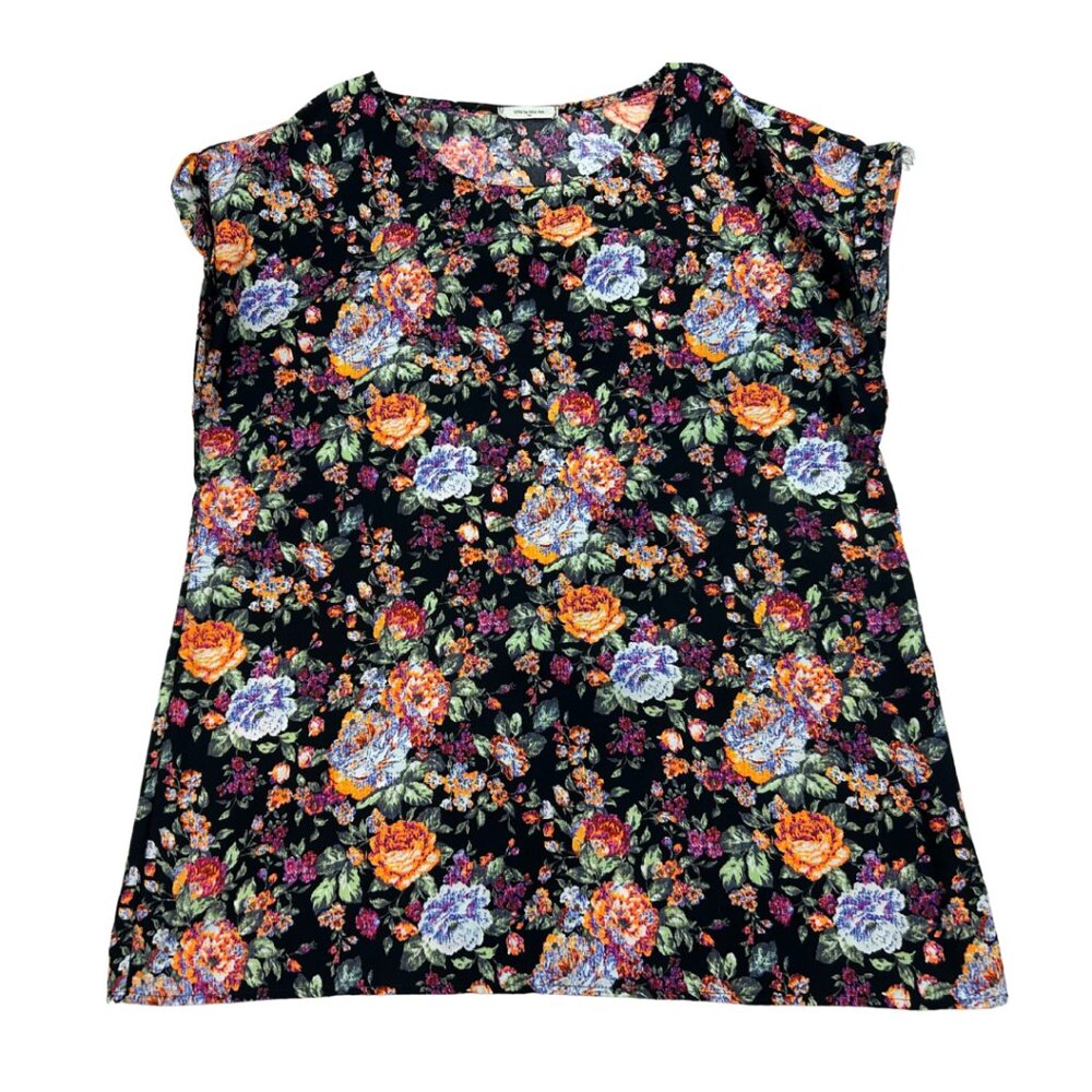 Black Floral Bright Women's Blouse 12 PM Mon Ami M